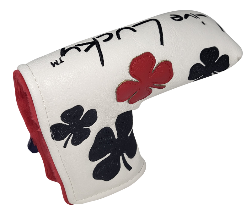 Black Clover Live Lucky Blade Putter Cover - Live Lucky White and Red