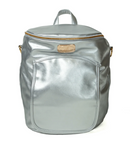 Sassy Caddy: Ladies Back Pack - Metallic Silver Leather