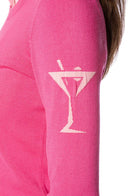Golftini: Women's Martini Crewneck Sweater - Hot Pink