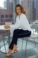 Golftini: Women's Long Sleeve V-Neck Sweater - White