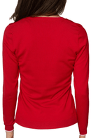 Golftini: Women's Long Sleeve V-Neck Sweater - Red/Light Pink