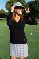 Golftini: Women's Long Sleeve V-Neck Sweater - Black