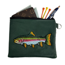 Sunfish: Hand Embroidered Genuine Leather Valuables Pouch - Rainbow Trout