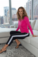 Golftini: Women's Long Sleeve V-Neck Sweater - Hot Pink