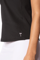 Golftini: Women's Sleeveless Ruched Polo - Black Clothing