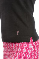 Golftini: Women's Long Sleeve V-Neck Sweater - Black/Hot Pink