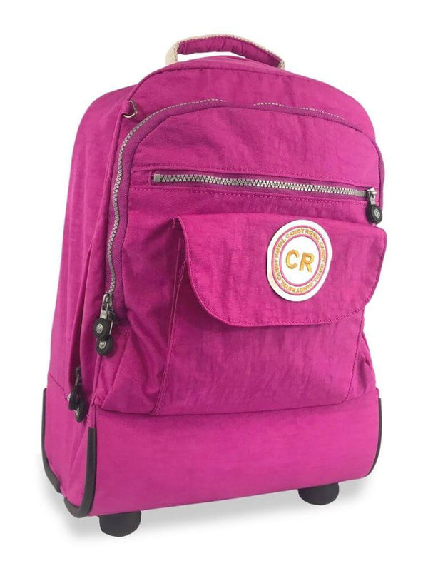 Taboo Fashions: Ladies Rolling 15" Solid Backpack - Rose