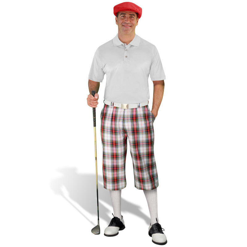 Golf Knickers: Men's Classic Plaid Golf Outfit Dress Stewart, Whit