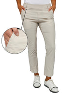 Golftini: Women's Pull-On Stretch Ankle Pant - Khaki Houndstooth