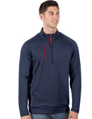 Antigua: Men's Generation 104366 1/2 Zip Long Sleeve Pullover - 874 Navy/Dark Red Clothing