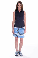 Golftini: Women's Sleeveless Ruffle Tech Polo - Navy
