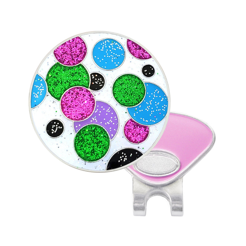 Navika: Swarovski Glitzy Ball Marker & Hat Clip - Polka Dot (Green & Pink)