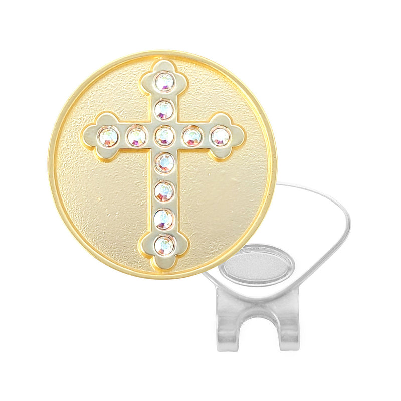 Navika Ball Marker & Hat Clip - Gold Plated Cross