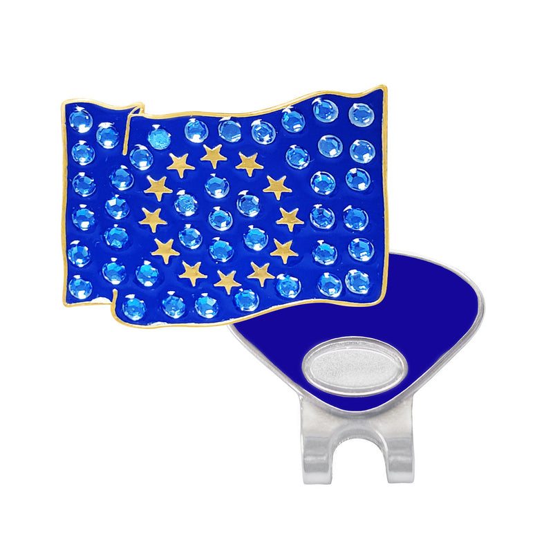 Navika: Swarovski Crystals Ball Marker & Hat Clip - European Union Flag