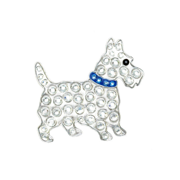 Navika: Swarovski Crystals Ball Marker & Hat Clip - Scottie Dog (Blue)