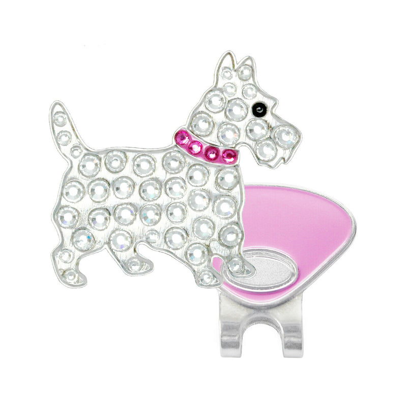 Navika: Swarovski Crystals Ball Marker & Hat Clip - Scottie Dog (Pink)