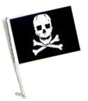 SSP Flags: Car Flag with Pole - Pirate Skull and Cross Bones