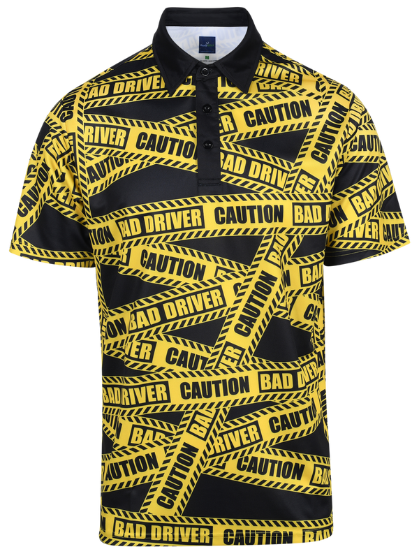 Caution Bad Driver Mens Golf Polo Shirt by ReadyGOLF