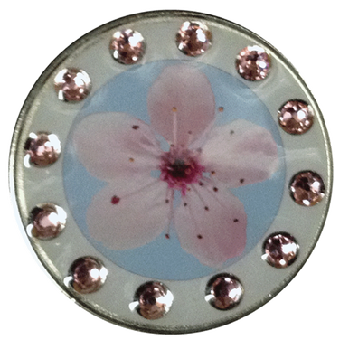 BELLA Swarovski Crystal Exchange Ball Marker & Hat Clip - Cherry Flower