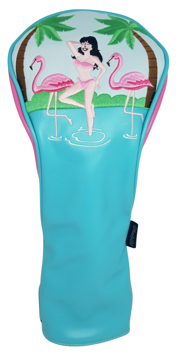 Flamingo Girl Embroidered Headcover by ReadyGOLF - Driver