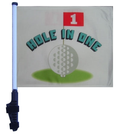 SSP Flags: 11x15 inch Golf Cart Flag with Pole - Hole in One
