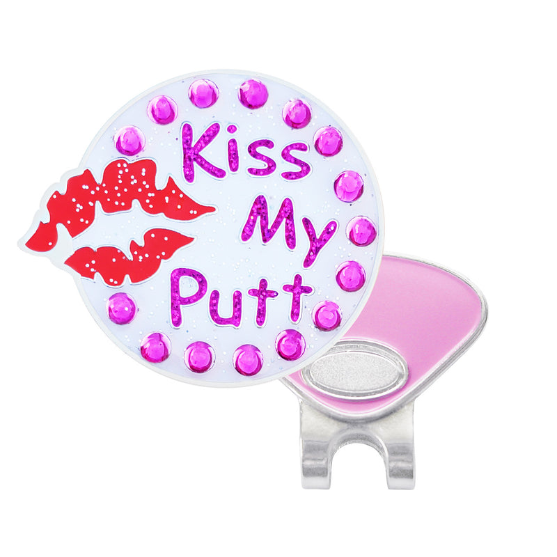 Navika Crystal Ball Marker & Hat Clip - Kiss My Putt (Round)