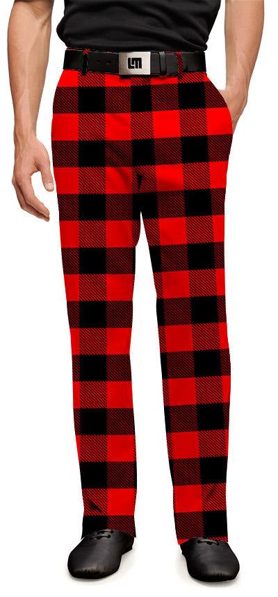 Red and Black Lumberjack Buffalo Plaid Pants for Men