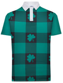 Shamrock Plaid Mens Golf Polo Shirt by ReadyGOLF