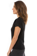 Golftini: Women's Short Sleeve Ruffle Tech Polo - Black Clothing