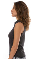 Golftini: Women's Sleeveless Zip Tech Polo - Black Clothing