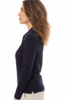 Golftini: Women's Long Sleeve V-Neck Sweater - Navy