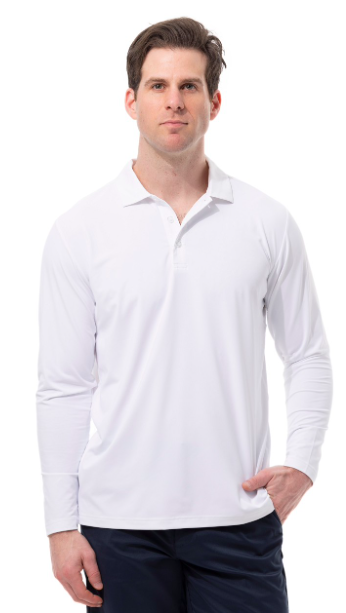 SanSoleil Men s Soltek Ice Long Sleeve Heather Polo 900835