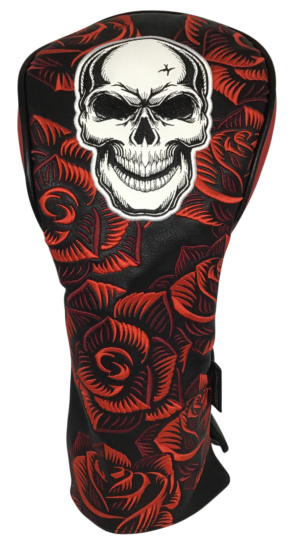 Skull & Roses All-Over Embroidered Driver Headcover by ReadyGOLF