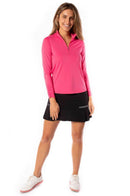 Golftini: Women's Black Side Pleat Performance Skort - Tornado
