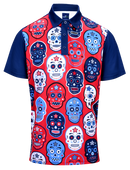 USA Sugar Skulls Mens Golf Polo Shirt by ReadyGOLF