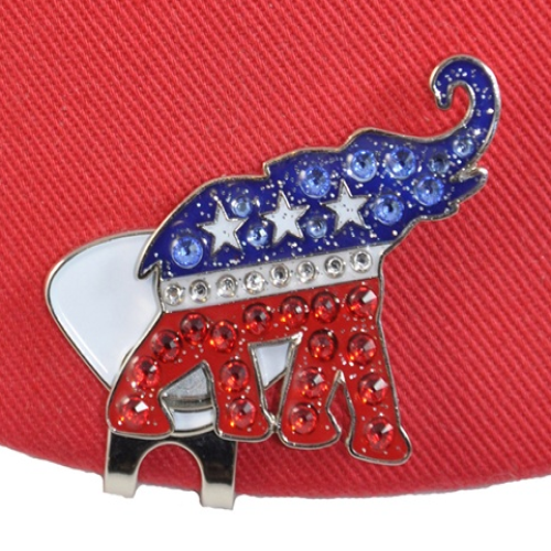 Navika: Swarovski Crystals Ball Marker & Hat Clip  - Republican Elephant