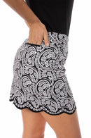 Golftini Women's Black & White 17.5" Scalloped Stretch Cotton Abbey Road Skort (Size 00) SALE