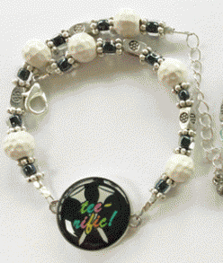 One Putt Designs - Black Beads and Golf Balls Ankle Bracelet #4GB