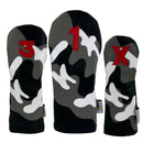 Sunfish: DuraLeather Headcovers - Black Gray and Red Camo Appliqué