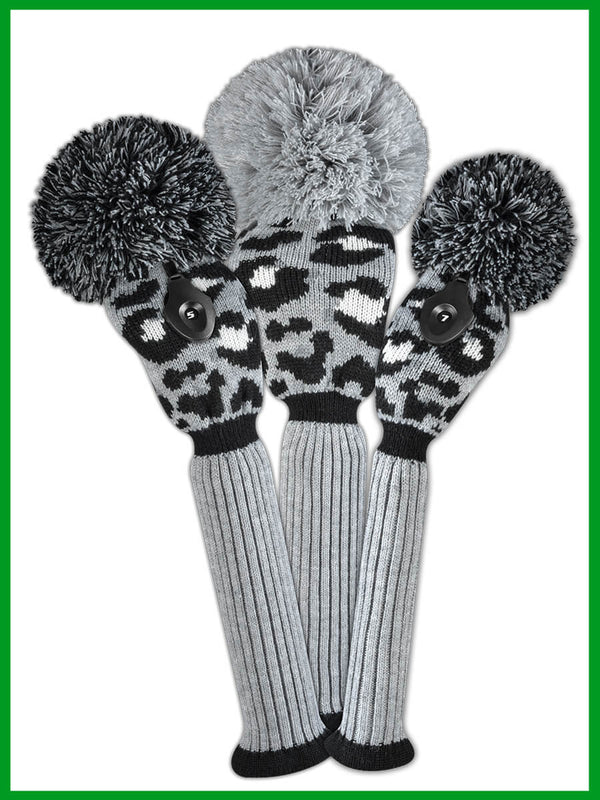 Just 4 Golf: Leopard Headcover Set - Gray, Black & White