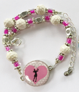 One Putt Designs - Fuchsia Beads and Golf Balls Ankle Bracelet #4GF