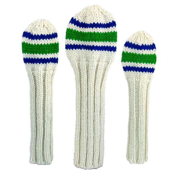 Sunfish: Classic 80s Sock Knit Headcovers (Driver, Fairway, Hybrid, or Set) - Blue and Green