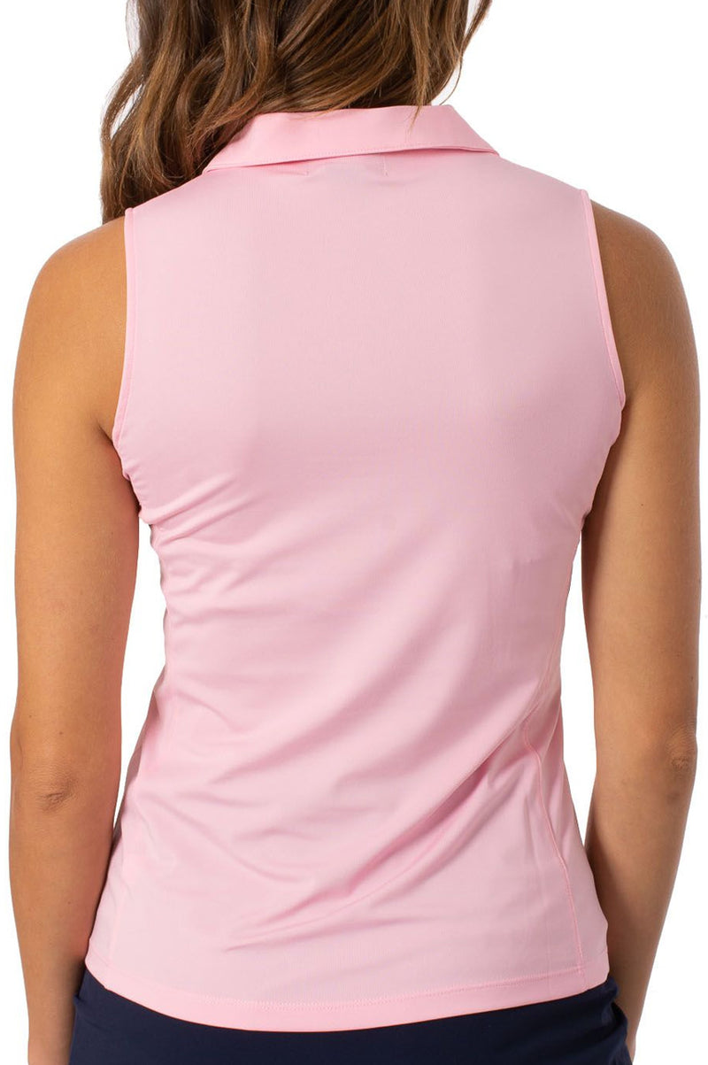 Golftini Women's Light Pink Sleeveless Zip Tech Polo (Size Medium) SALE