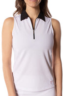 Golftini: Women's Sleeveless Zip Polo - White/Black Clothing