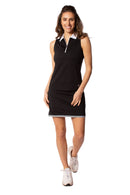 Golftini: Women's Sleeveless Zip Polo - Black/White Clothing