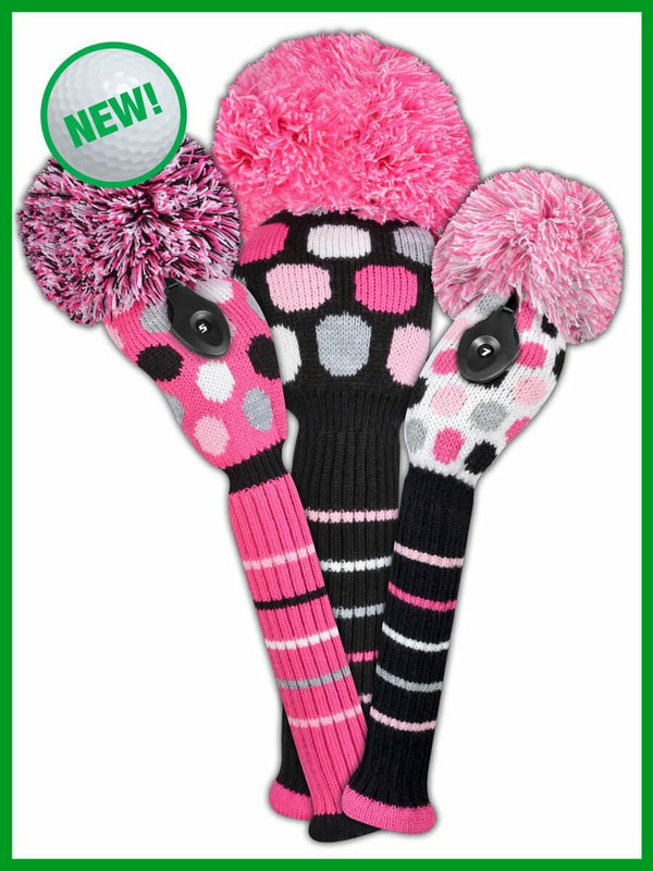 Just 4 Golf: Dot Set Headcovers - Pink, White, Black