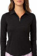 Golftini: Women's Long Sleeve Zip Tech Polo - Black