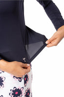 Golftini: Women's Long Sleeve Zip Tech Polo - Navy