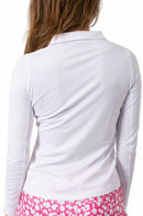 Golftini: Women's Long Sleeve Breathable Panel Zip Tech Polo - White