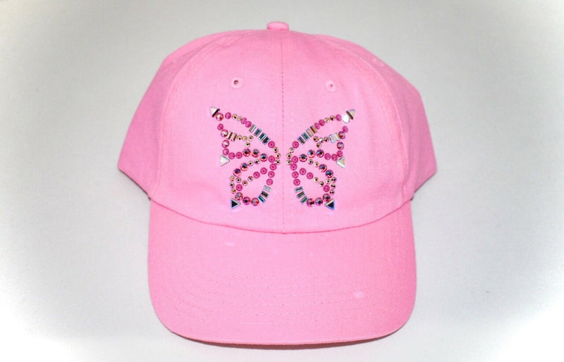 Dolly Mama Ladies Rachel Baseball Hat - Butterfly on Pink